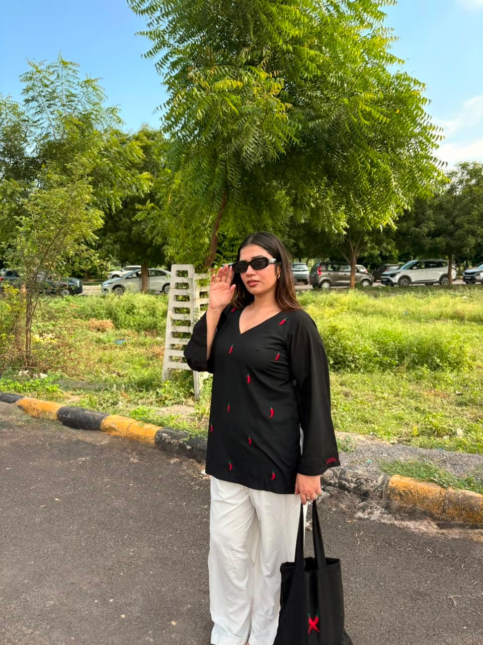 Mirchi Embroidered Kurti