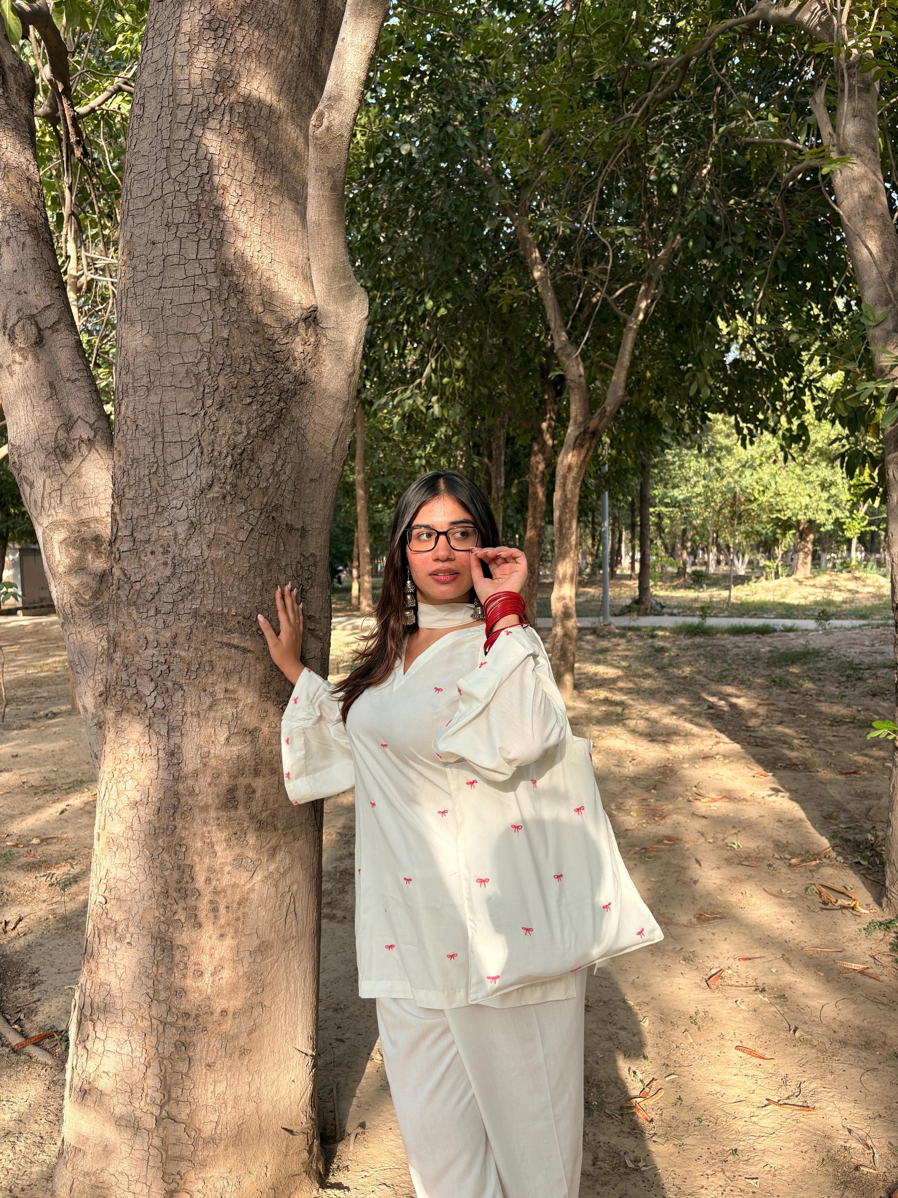 Bow Embroidered Kurti